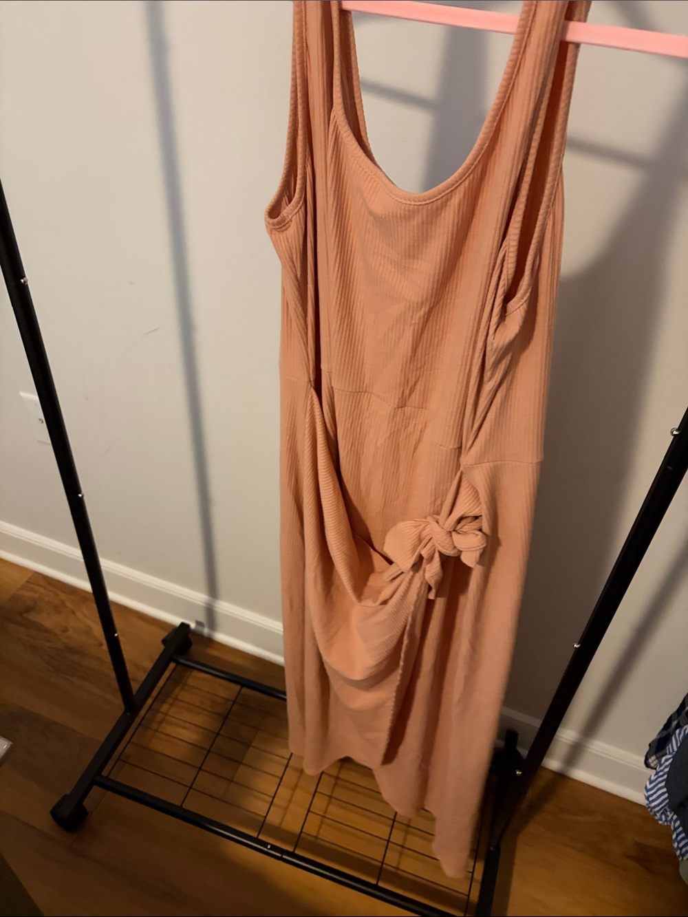 Sleeveless Midi Dress with Side Knot in Peach